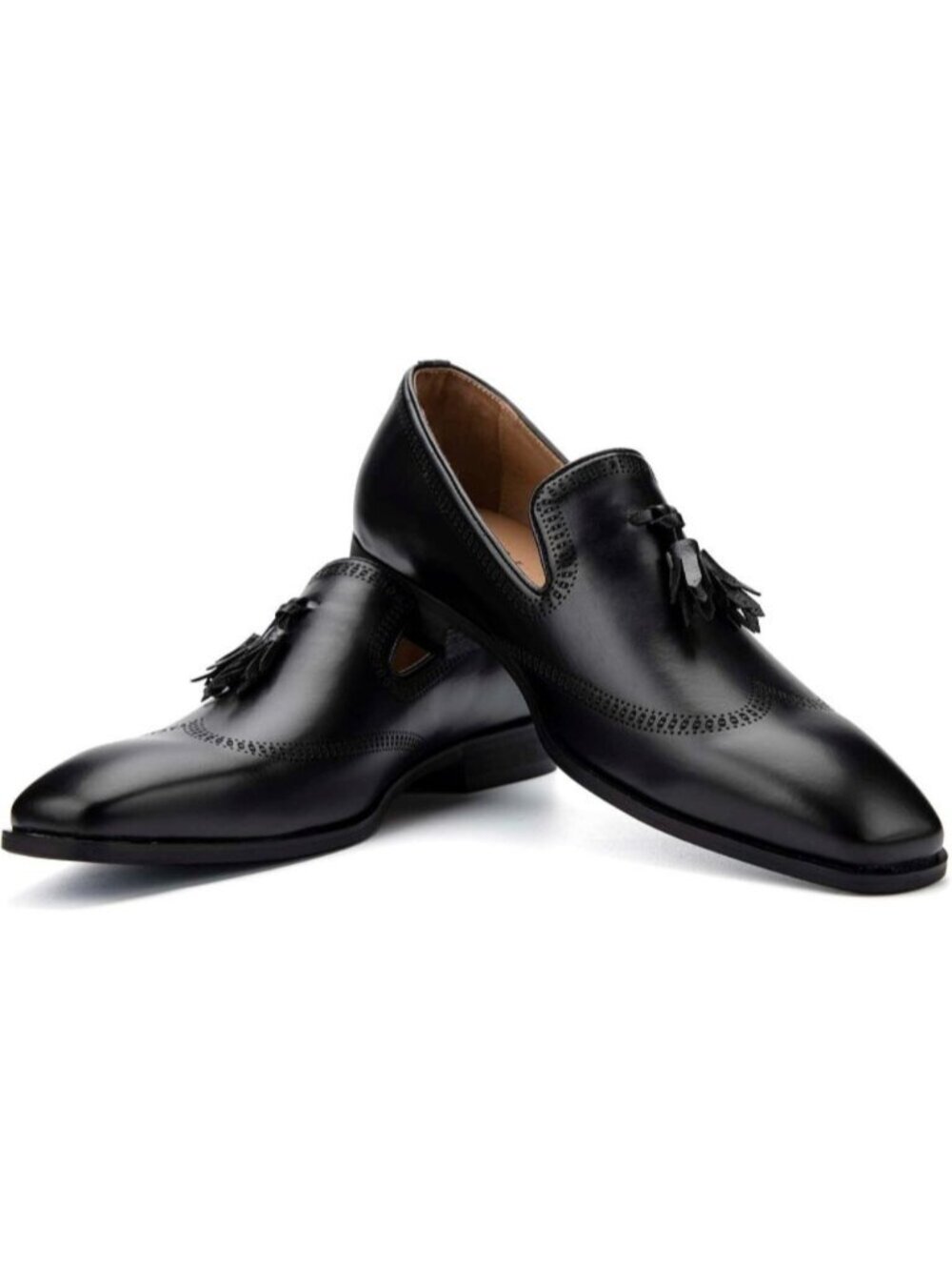 Men's Black Pu Leather Tassel Slip On Loafers Formal Events Dress Shoes